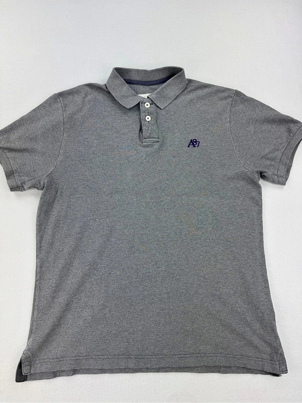 Aeropostale Mens Gray A87 Polo Short Sleeve Purple Stitch Preppy Mall Core Sz XL